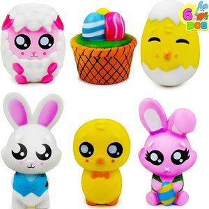 6 Pcs Easter Squishy Toys for Easter Eggs Hunt, Easter Novelty Toys Kids Party F